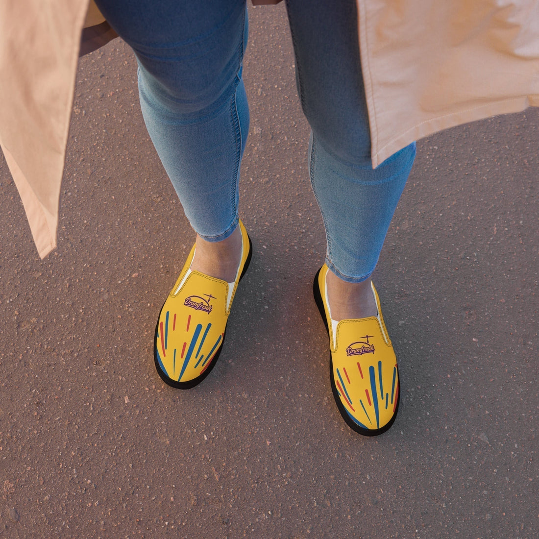 Drumfreak slip-on canvas shoes in vibrant orange - lifestyle