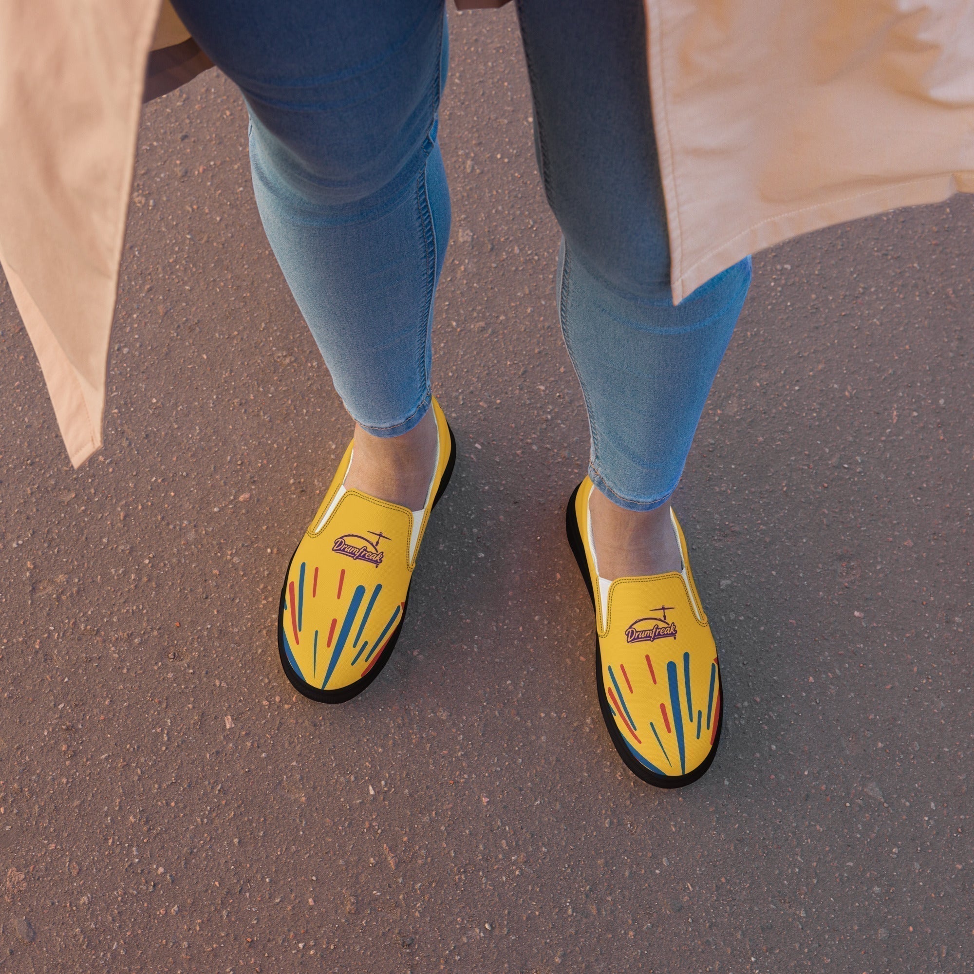 Drumfreak slip-on canvas shoes in vibrant orange - lifestyle
